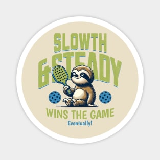 Slowth And Steady Funny Sloth Tee Magnet